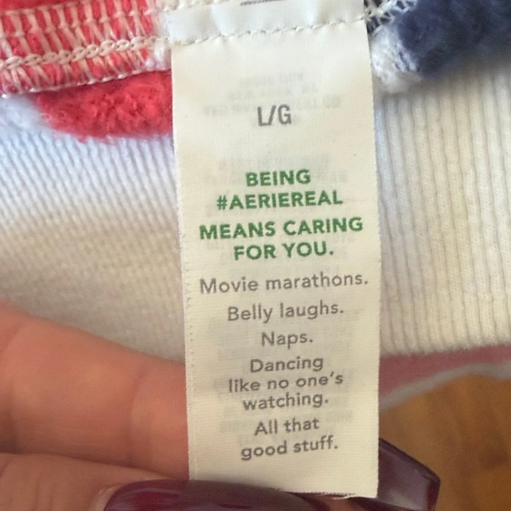 Aerie Always and Forever Colorful Striped Sweatshirt Size Large - Picture 11 of 11